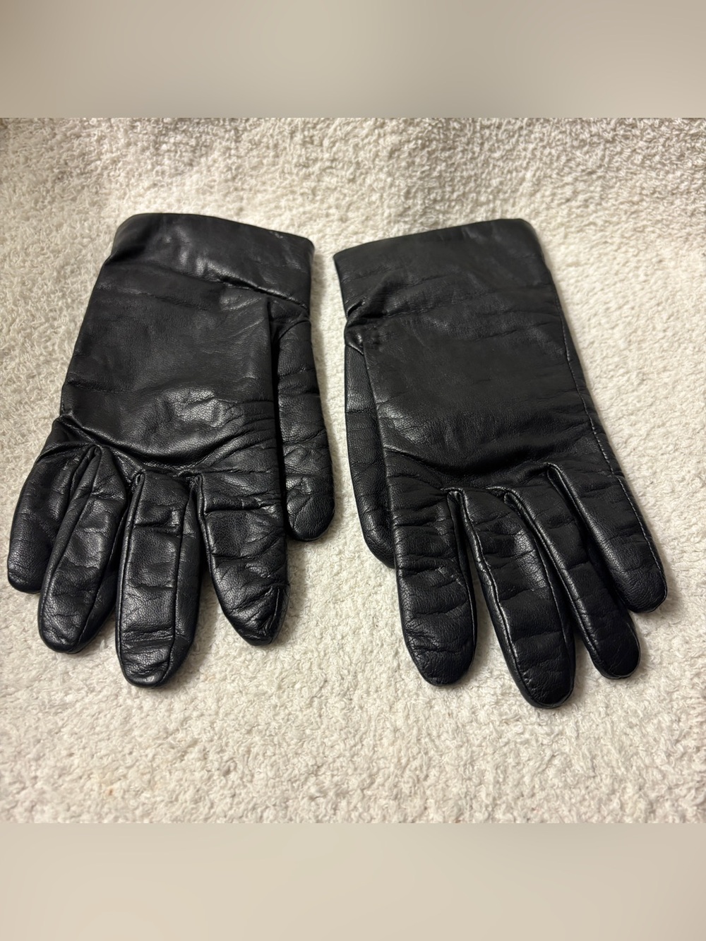 Classic Black Leather Women’s Gloves Cashmere Lining Size XL